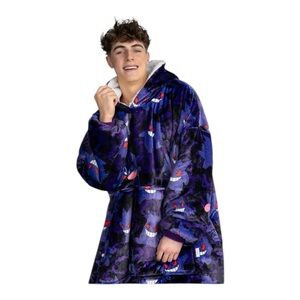 Genuine OODIE Pokemon Gengar Child 4-13 Oversized Blanket Hoodie Fleece New